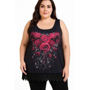 Whimisgoth Dripping Rose Tank Top Crochet Lace Size 8XL Dark Fairy Halloween